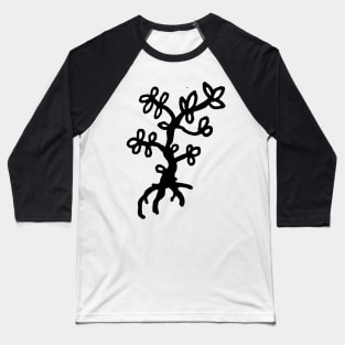 Black and White Blooming Tree Doodle Art Baseball T-Shirt